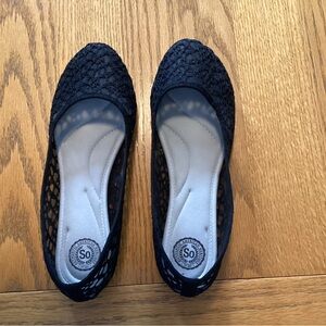 SO Black Lace Ballet Flats